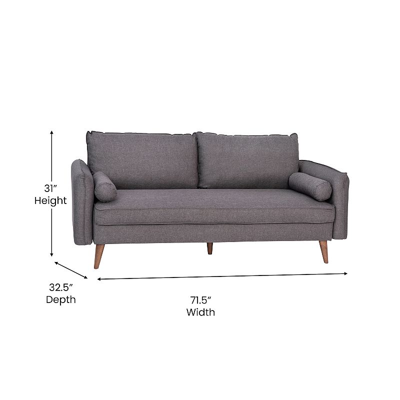 Flash Furniture Evie Mid-Century Modern Faux Linen Couch