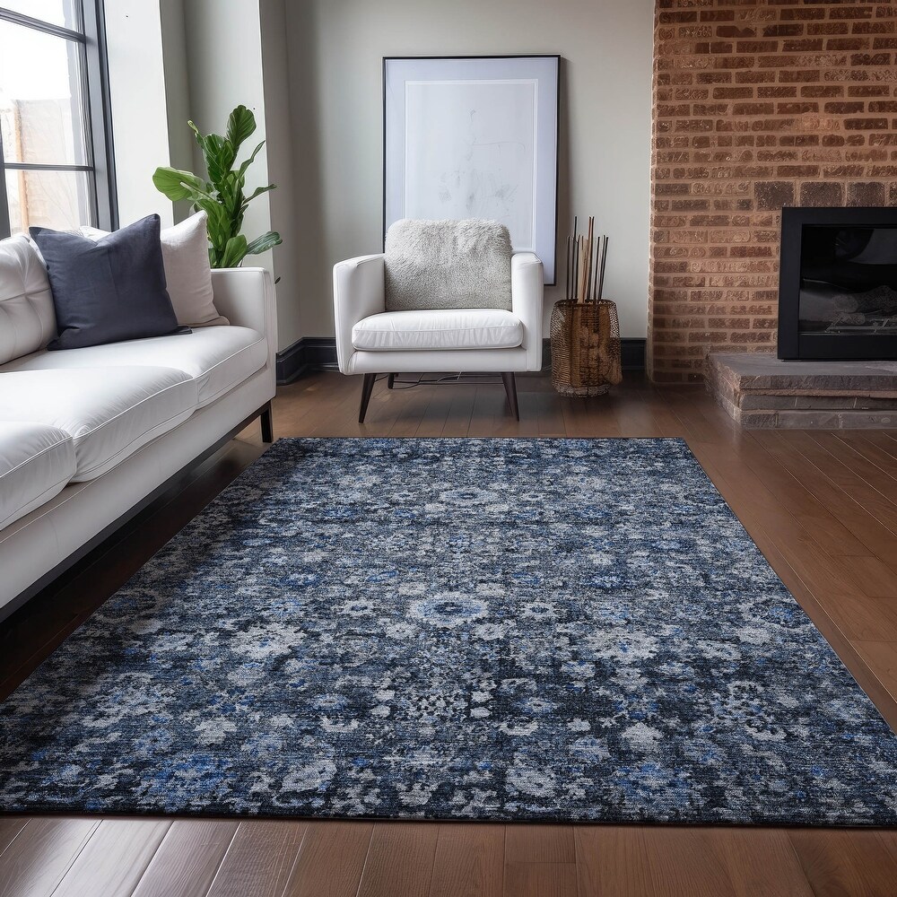 Machine Washable Indoor/ Outdoor Chantille Traditional Vintage Floral Rug