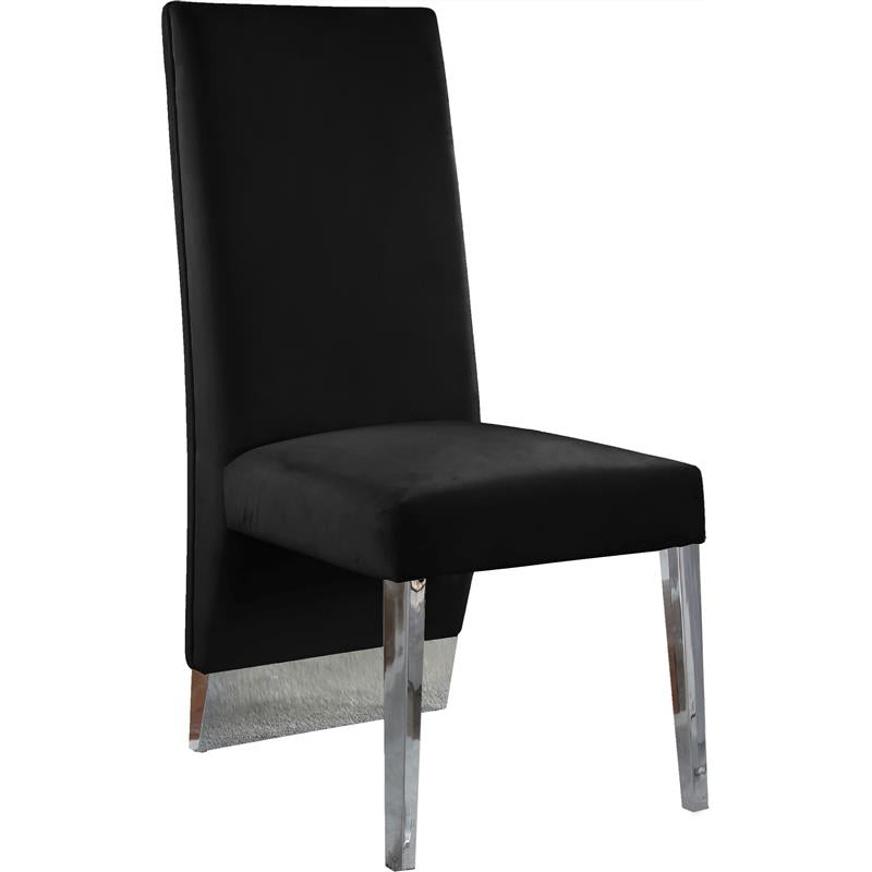 Meridian Furniture Porsha 19H Velvet Dining Chair in Black (Set of 2)