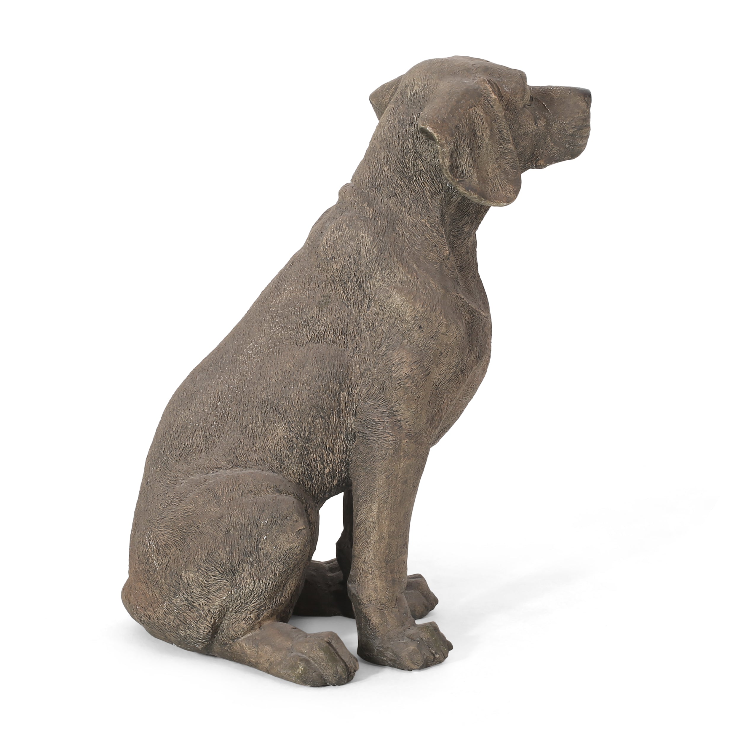 Noble House 19.5" Caine Cast Stone Outdoor Dog Garden Statue