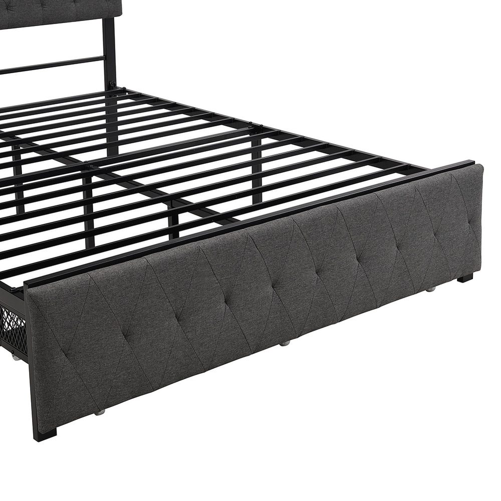 Elegant Design Metal Storage Platform Bed with a Big Drawer