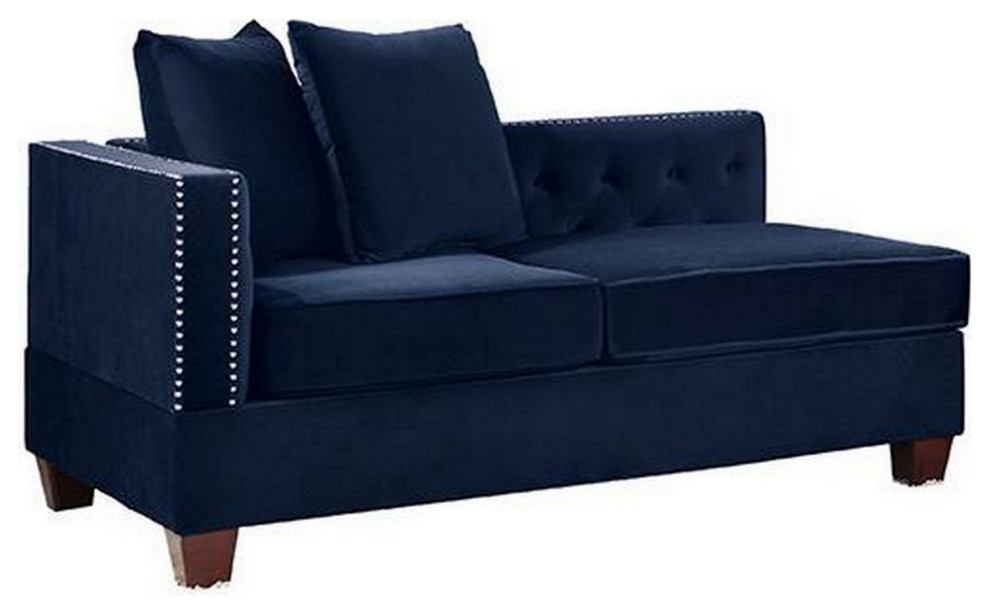 Mina 58 quotOne Arm Reversible Chaise  2 Pillows  Nailhead Trim  Indigo   Contemporary   Indoor Chaise Lounge Chairs   by VirVentures  Houzz