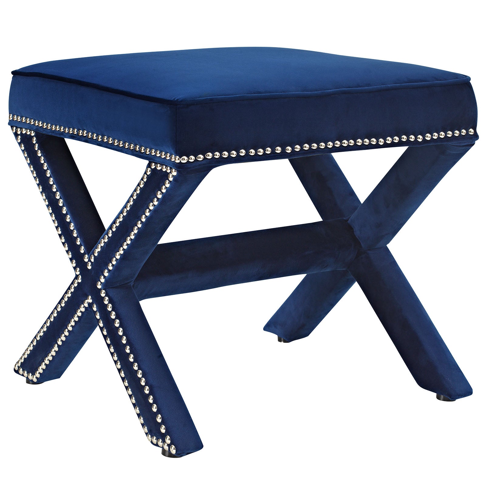 Modern Contemporary Urban Design Bedroom Living Room Bench, Navy Blue, Fabric