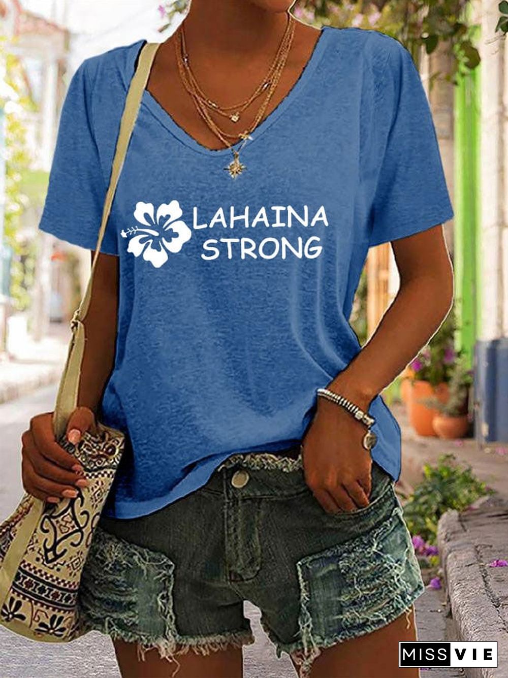 Women's Lahaina Strong Support Maui V-Neck T-Shirt