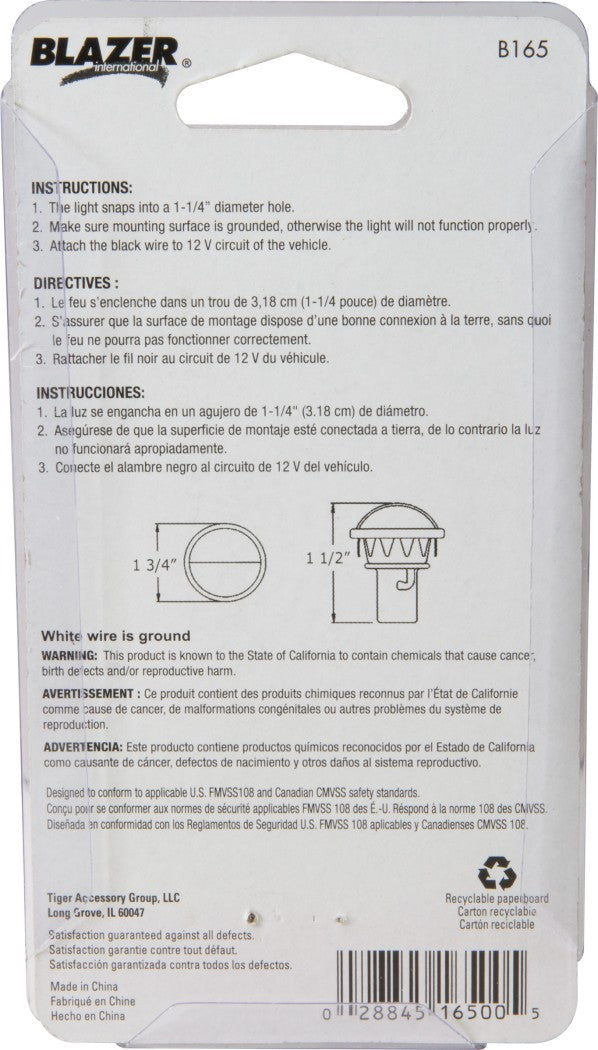 Hopkins LED Round Snap-in Vehicle License Exterior Light or Utility Light， B165