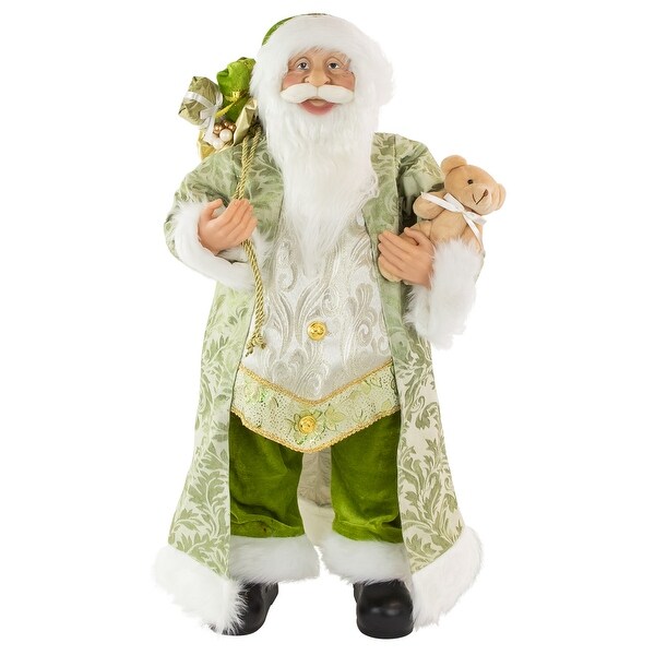 24 St Patrick's Irish Santa Claus with Teddy Bear and Gift Bag Christmas Figure