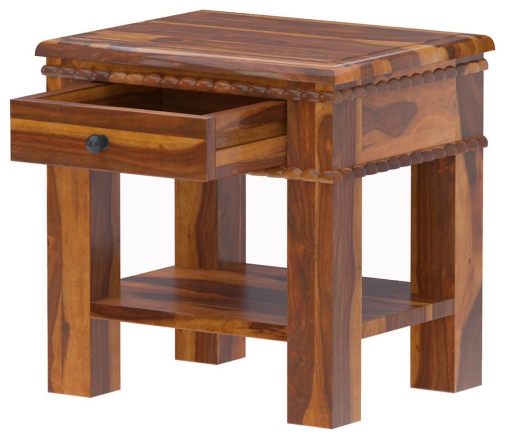 Everett Rustic Solid Wood End Table With 1 Drawer   Traditional   Side Tables And End Tables   by Sierra Living Concepts Inc  Houzz