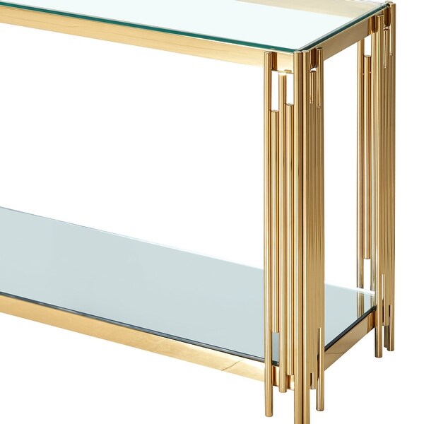 Contemporary Metal and Glass Console Table