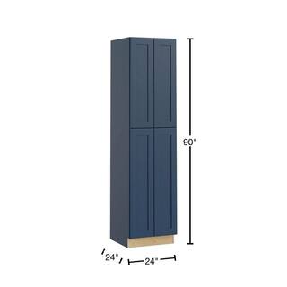 Home Decorators Collection Newport Blue Painted Plywood Shaker Stock Assembled Pantry Utility Kitchen Cabinet Soft Close 24 in. x 90 in. x 24 in. U242490-NMB