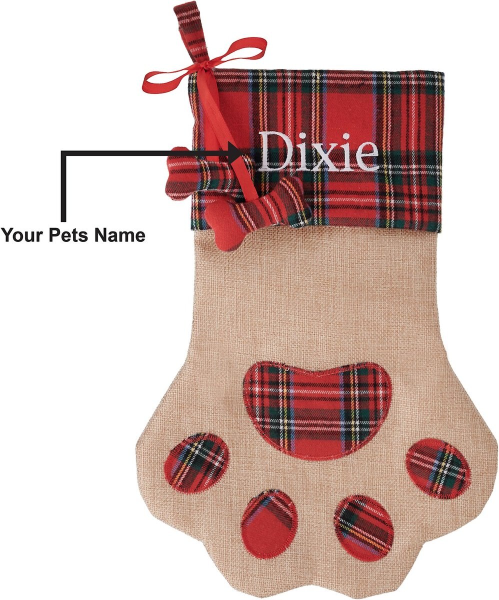 Frisco Paw Personalized Plaid Dog and Cat Stocking