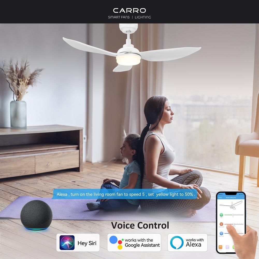 CARRO Daisy 45 in LED IndoorOutdoor White Smart Ceiling Fan Dimmable Light and Remote Works with AlexaGoogle HomeSiri