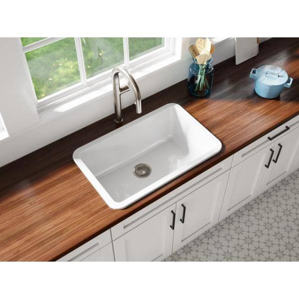 LaToscana La Toscana White Fireclay 30 in. Single Bowl Dual Mount Kitchen Sink LUM3019W