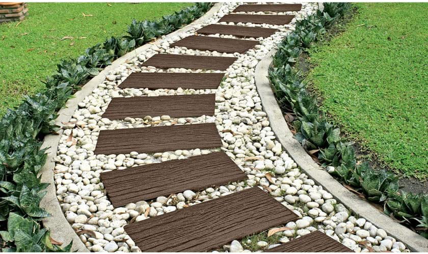 Recycled Rubber Walkway Railroad Tie Stepping Stone | Outdoor Garden Patio Decor & Lawn Pathway Landscaping Stepping Blocks | Eco-Friendly Garden Decor - 23-1/4