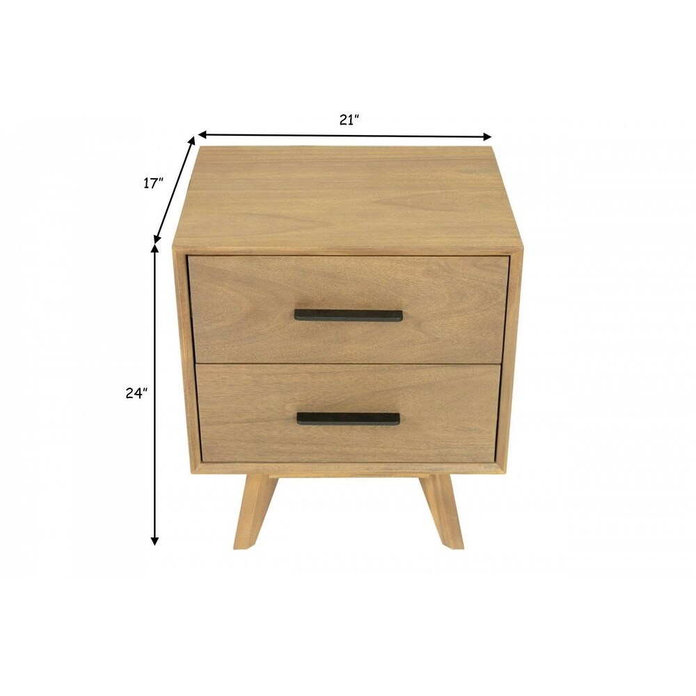 Cid ie 18 Inch Modern Nightstand  2 Drawers  Solid Acacia  Walnut