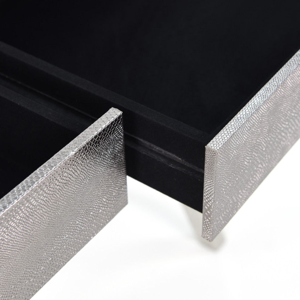 Silver Lizard Leather Console Table With Stainless Steel Legs   Contemporary   Console Tables   by Empire Art Direct  Houzz