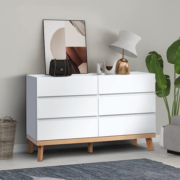 6 Drawer Double Dresser White Dresser for Bedroom Chest of Drawers Large Storage Cabinet White Dresser ) - as picture - - 37668564