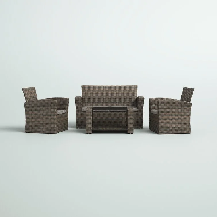 Charmain 4 Piece Rattan Sofa Seating Group with Cushions