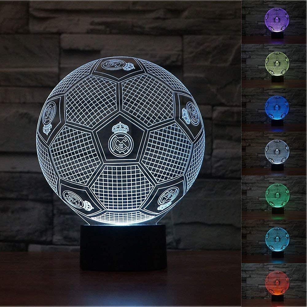 3d Optical Illusion Real Madrid Football Night Light Toy Lamp，remote Control，dimmable，battery Or Usb Powered，7 Colors Change Christmas Birthday Gift F