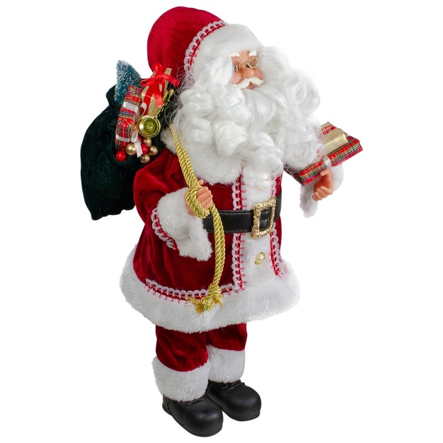 Standing Curly Beard Santa Christmas Figure With Presents