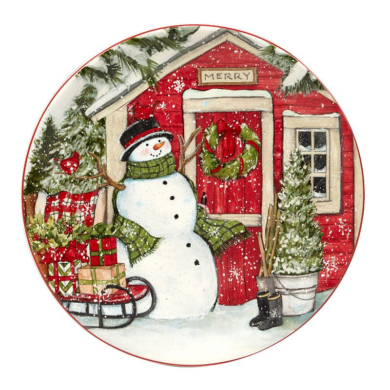 Certified International Snowman's Farmhouse 4-pc. Dessert Plate Set