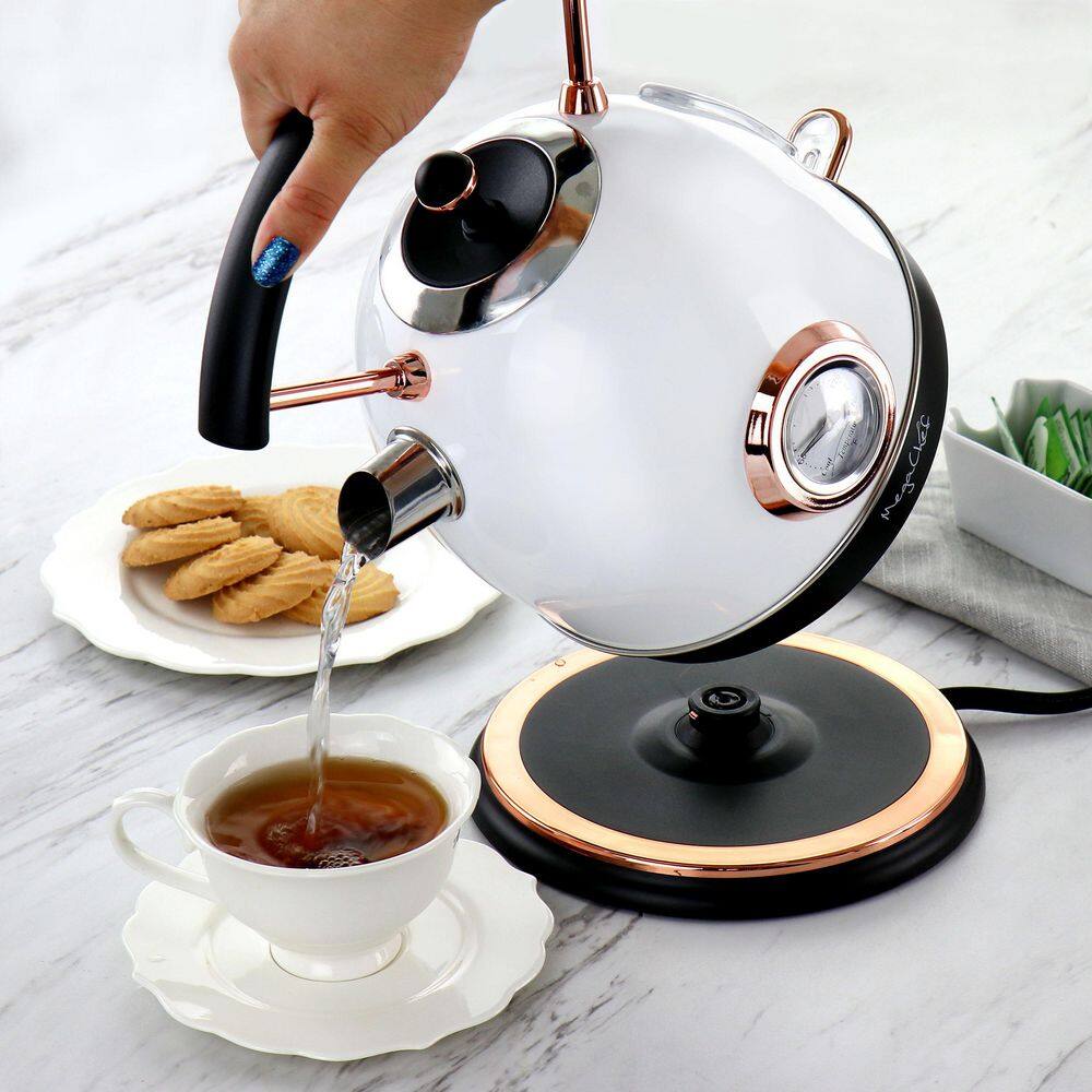 MegaChef 1.8 l 7.6-Cups in White Half Circle Electric Tea Kettle With Thermostat 985118161M