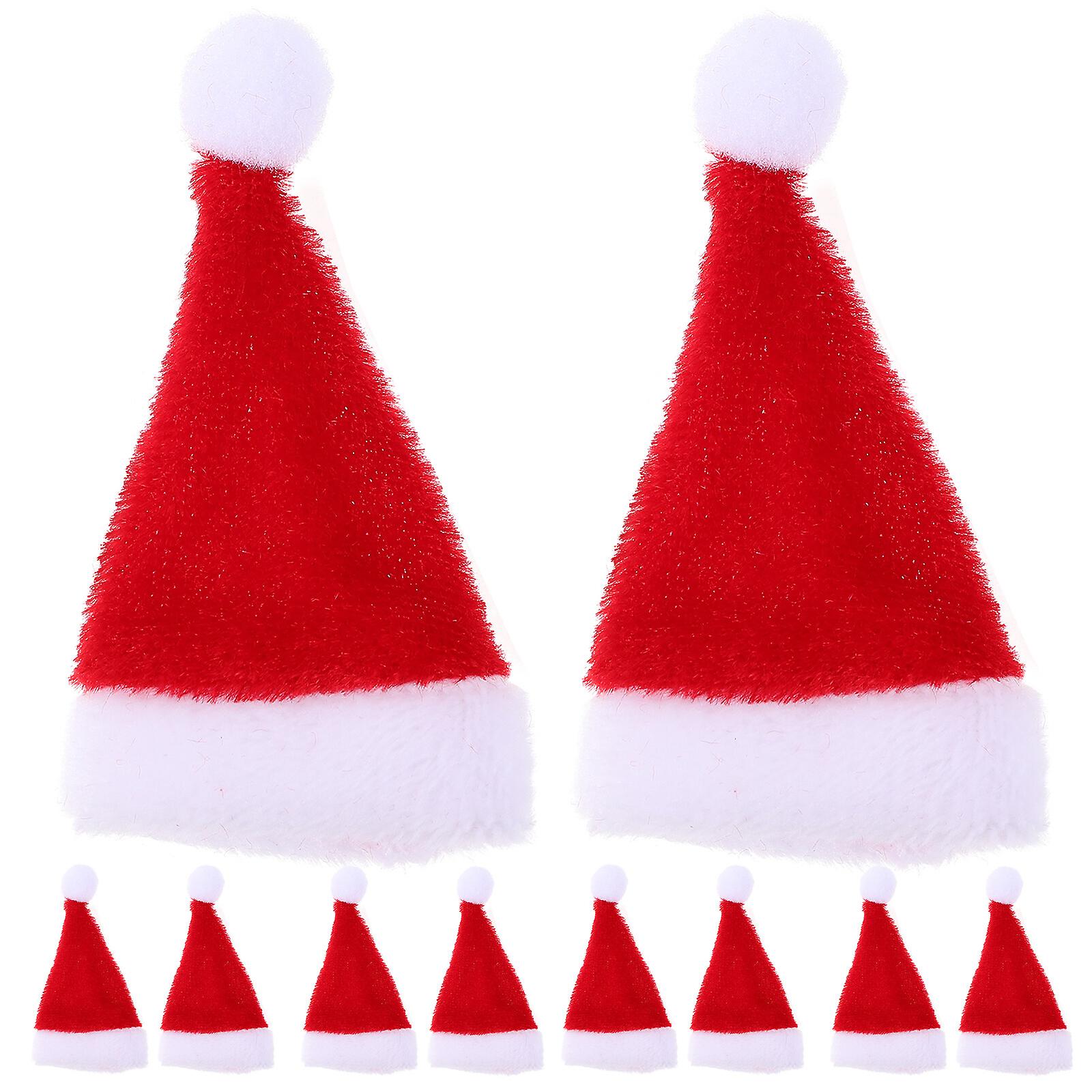 12pcs Christmas Themed Mini Hat Decoration Lollipop Cap Mini Santa Claus Hats Decors