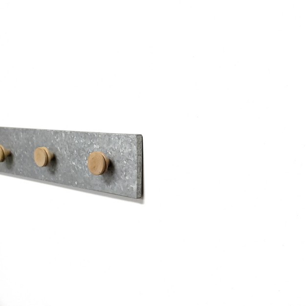 Galvanized Rail With Real Burnt Wood Knobs Galvanized Tin Inplace