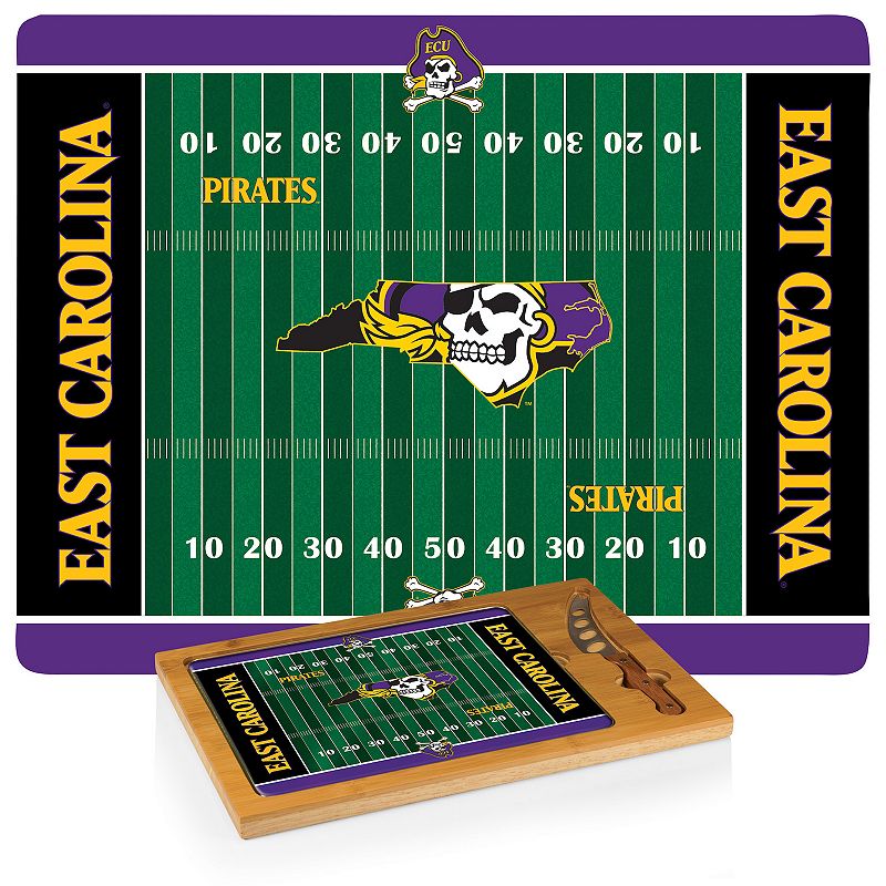 Picnic Time East Carolina Pirates Icon Glass Top Cutting Board and Knife Set