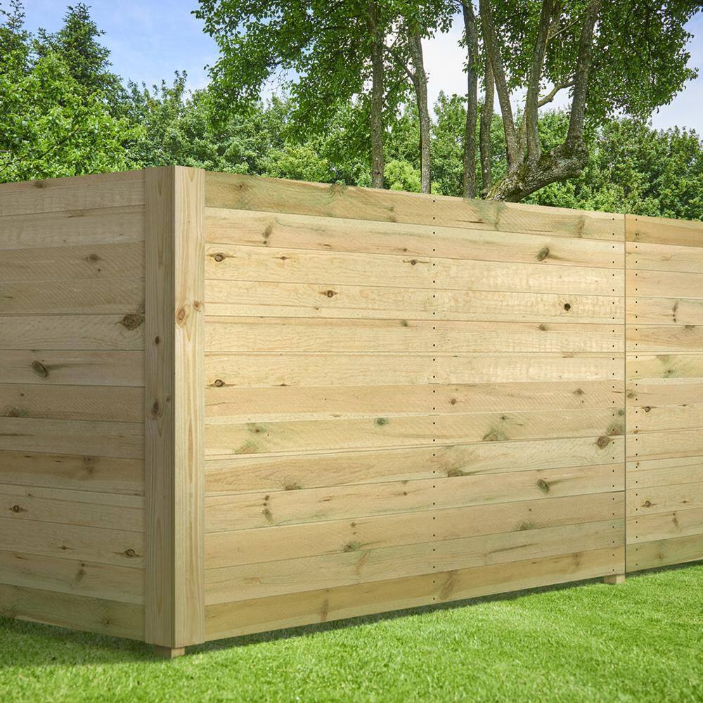 Outdoor Essentials 6 ft. x 8 ft. Pressure-Treated Parana Pine Wood Flat Top Horizontal Privacy Fence Panel 494029