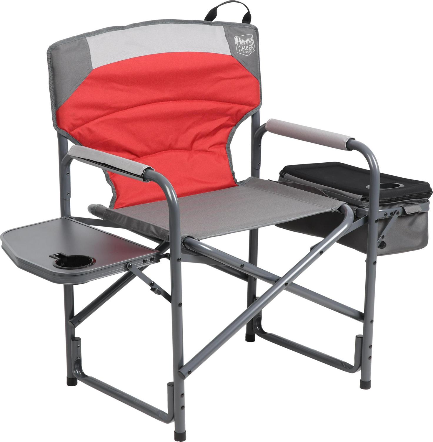 Timber Ridge Laurel Director Camping Chair， Red and Gray， Adult