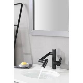 Single-Handle 1-Hole Bathroom Sink Faucet w3-Spray Functions  Temperature Display 360-Degree Rotary Arm in Matte Black EC-W121765120