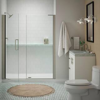 KOHLER Cursiva 60 in. W Pivot Shower Door in Anodized Brushed Nickel K-R707627-8L-BNK