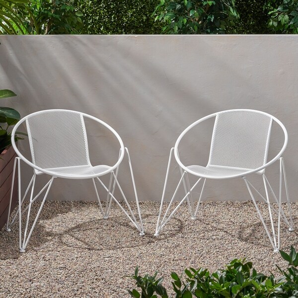 Outdoor Iron Frame Chairs with Mesh Design，Hairpin Legs