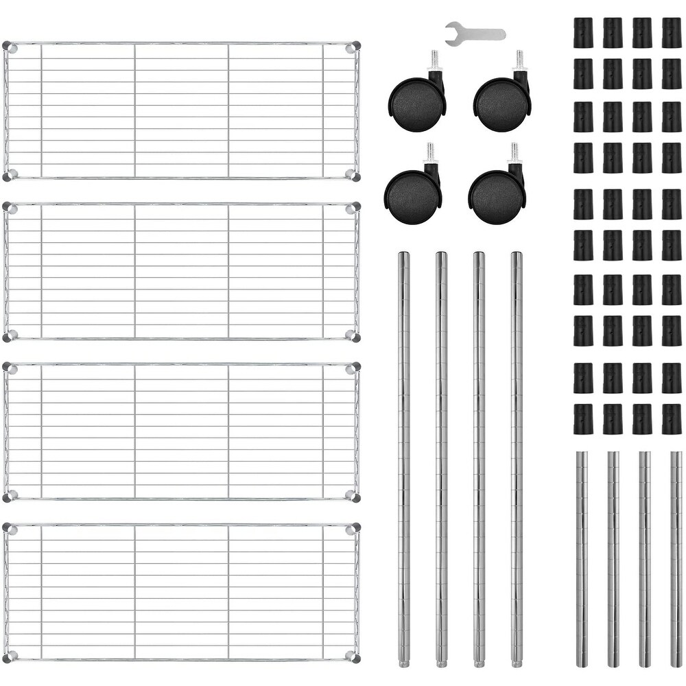 Heavy 4 Shelf Shelving Unit with Wheel and Adjustable Feet Storage Rack for Office Kitchen Bathroom ( 36\