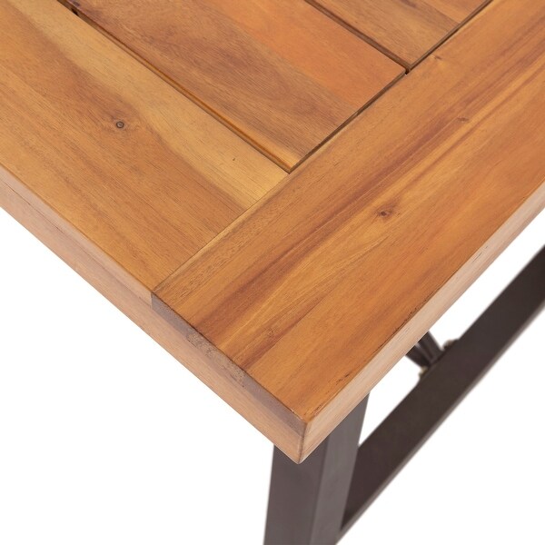 Outdoor Dining Table with Sleek Wooden Slats and a Powdercoated Frame