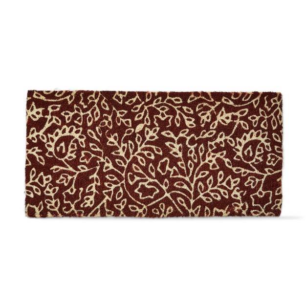 Vine Print Rectangle Indoor And Outdoor Estate Coir Door Welcome Mat Red