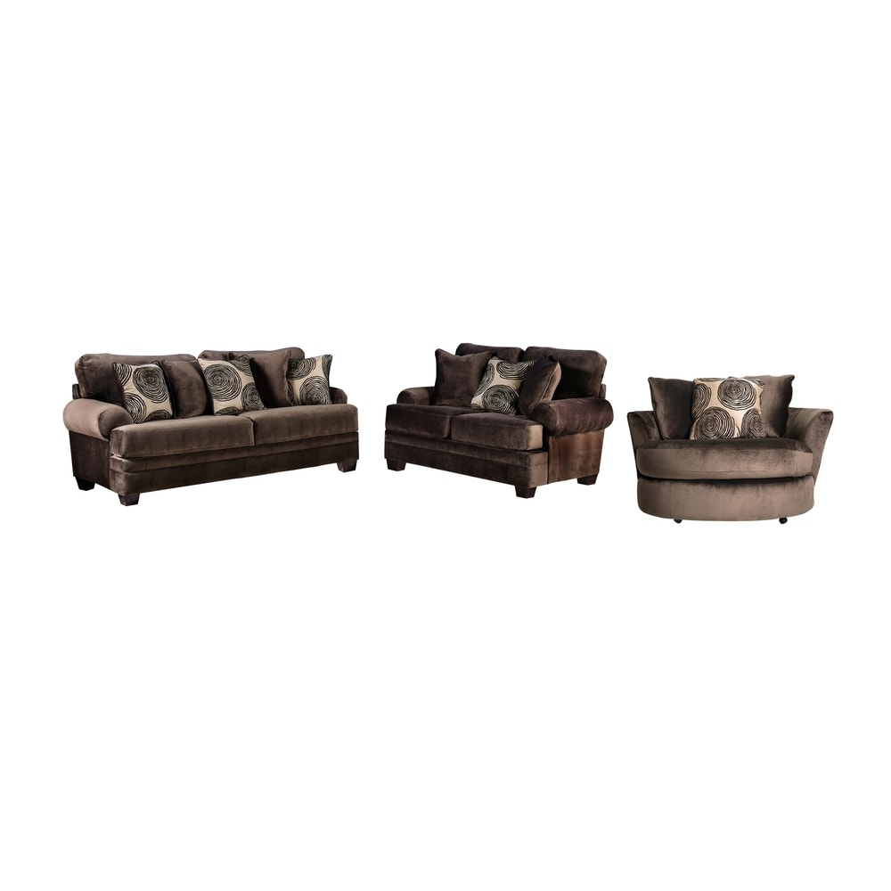 Jeta Contemporary Microfiber 3 Piece Living Room Set by Furniture of America