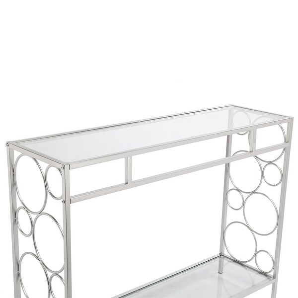 FCH Toughened Glass Panel Console Table with Steel Frame