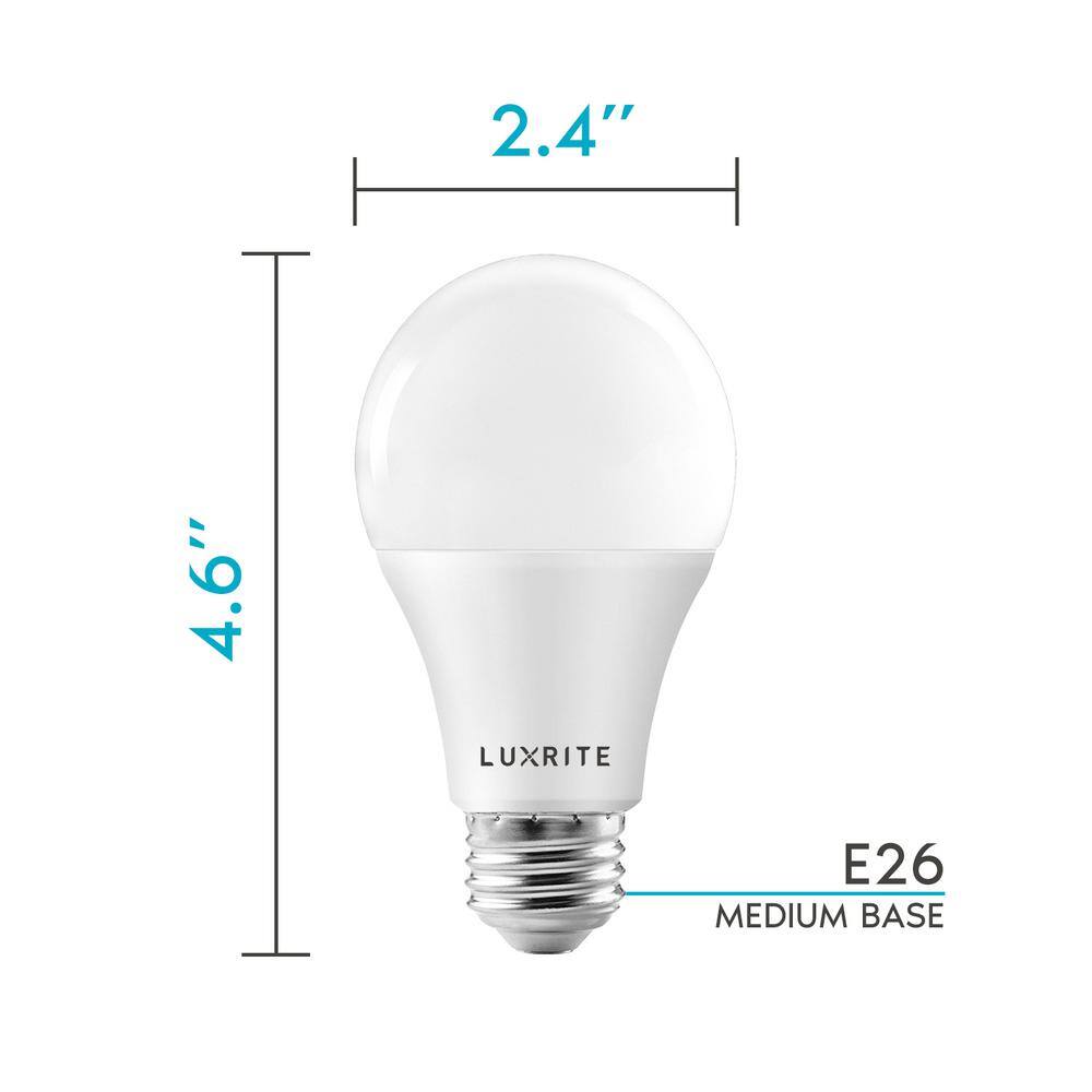 LUXRITE 100-Watt Equivalent A19 ENERGY STAR Dimmable 3000K Warm White 1600lm LED Light Bulb 15-Watt E26 Medium Base (16-Pack) LR21441-16PK