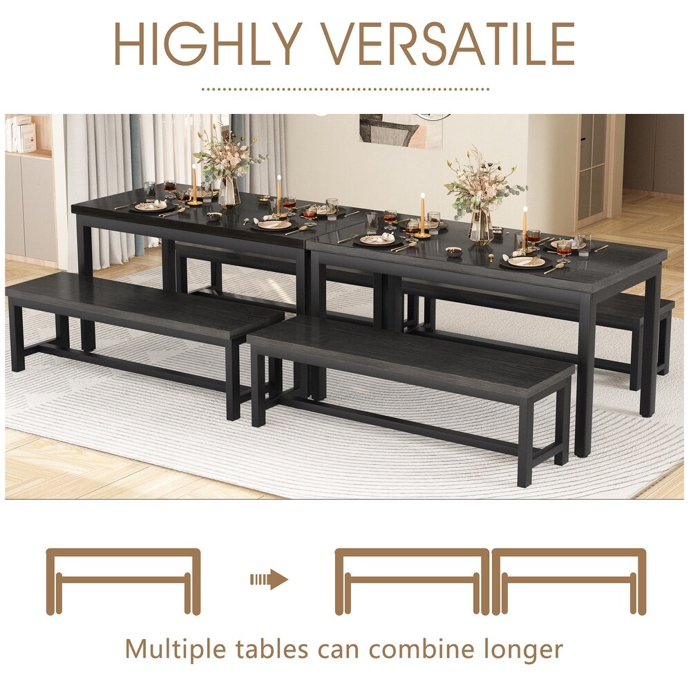 Mieres 3 Piece Dining Table Set with Two Benches  Kitchen Table Set for 4 6 Persons