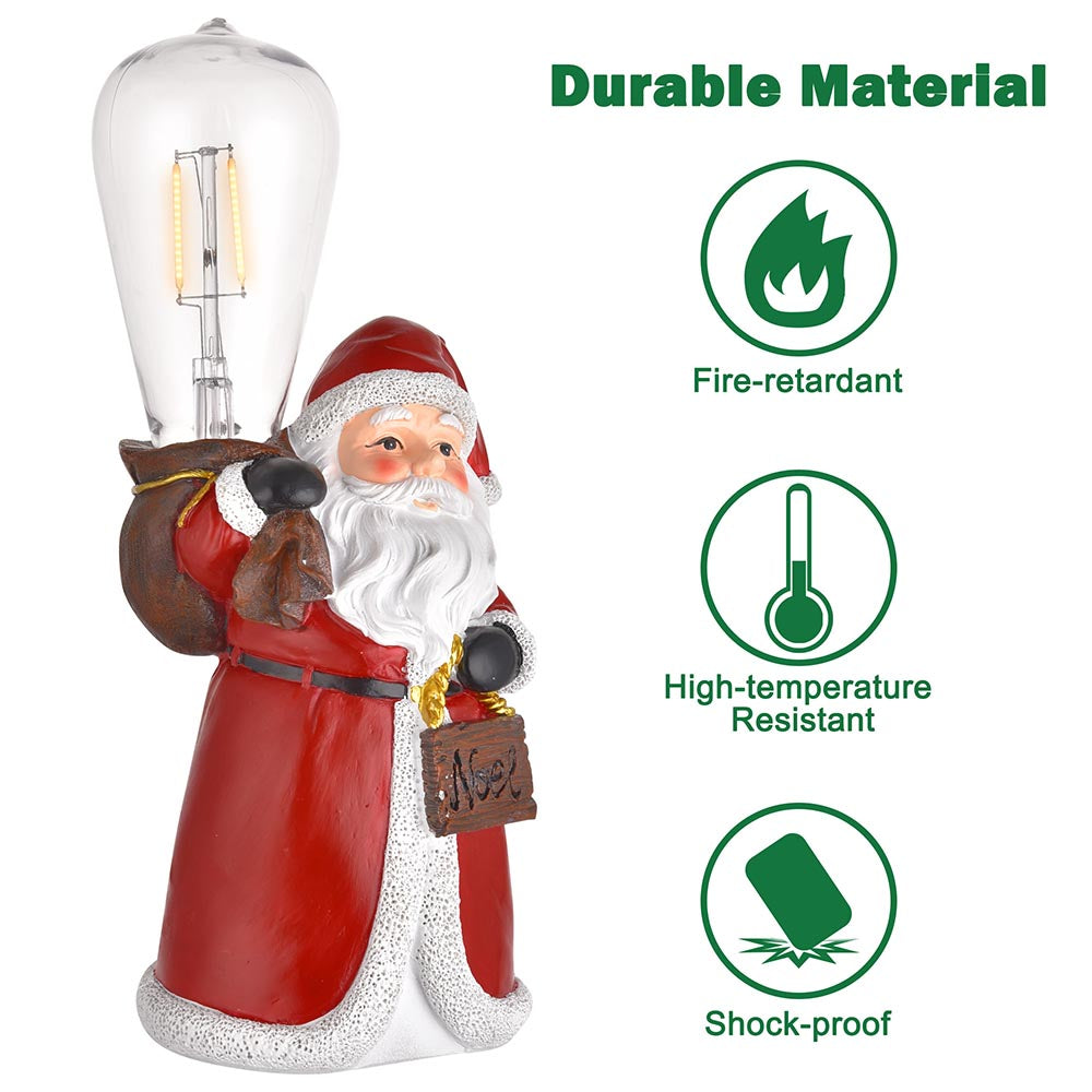 Yescom Pre-lit Christmas Figurine Resin Santa Claus Carry Edison Bulb