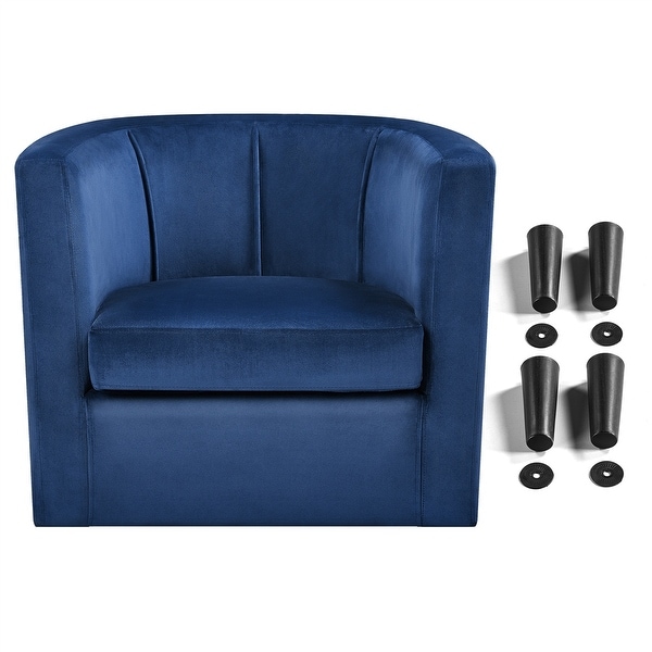 Yaheetech Modern Barrel-shaped Chair Upholstered Velvet Club Chair