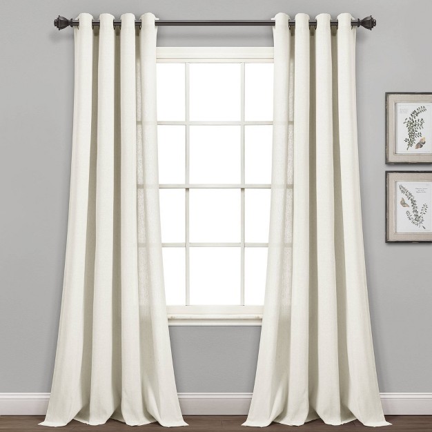 Set Of 2 84 quot x52 quot Faux Linen Grommet Window Curtain Panels Lush D cor