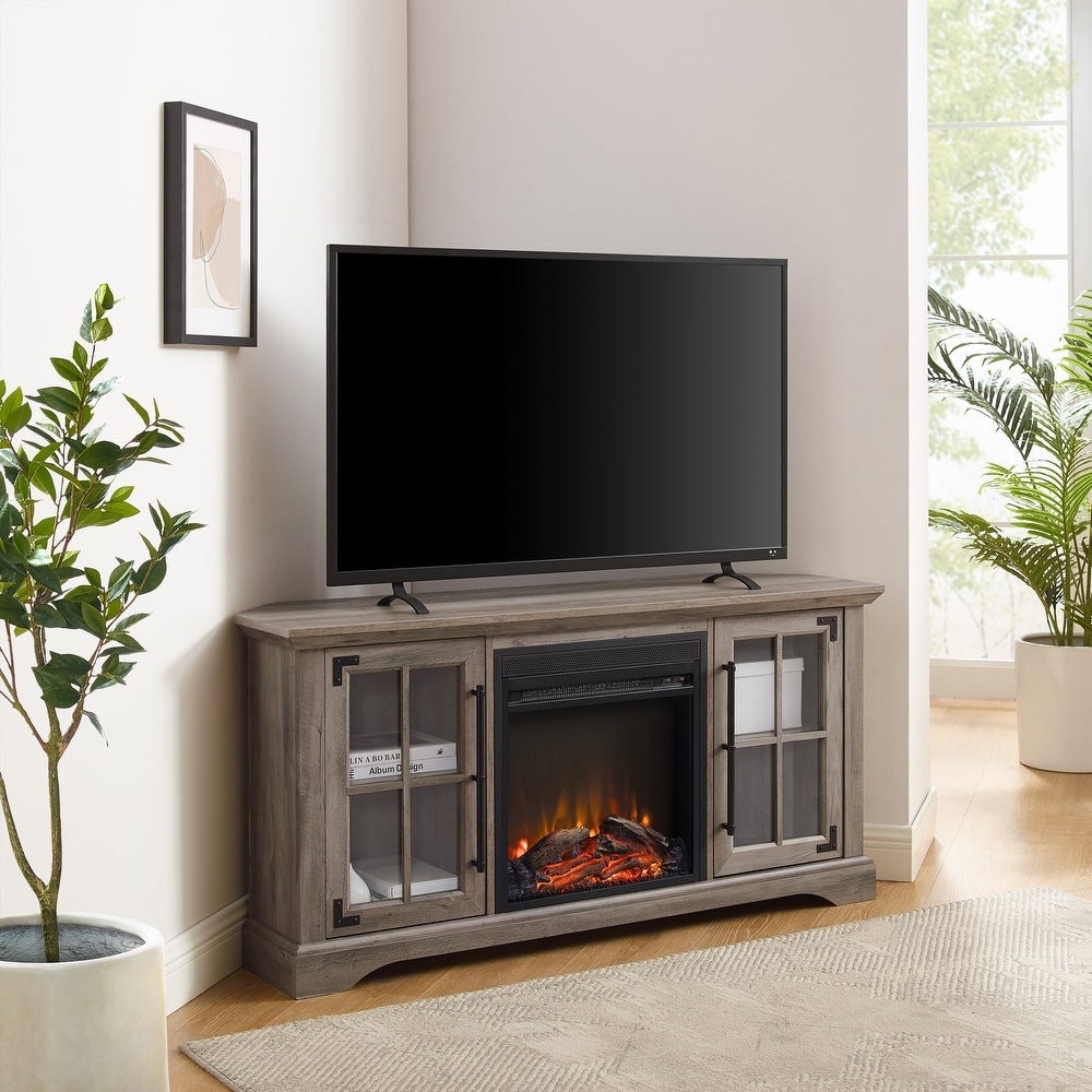 Middlebrook Rustic Fireplace Corner TV Stand