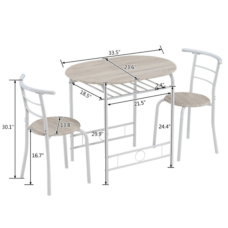 Set of 3 Dining Set Breakfast Table and 2 Chair