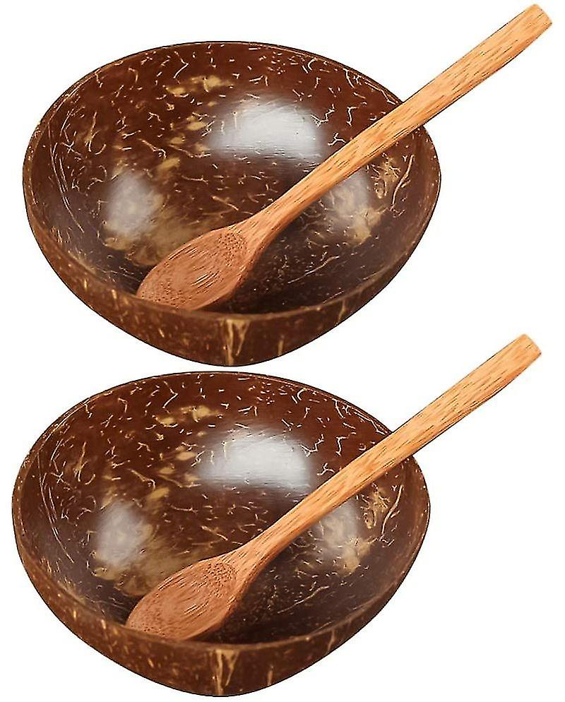 Coconut Bowls Set Of 2 - Handmade And Polished With Coconut Oil