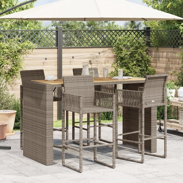 vidaXL Patio Table with Acacia Wood Top Outdoor Garden Furniture Poly Rattan