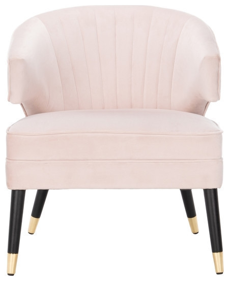 Zena Wingback Arm Chair  Pale Pink/Black   Midcentury   Armchairs And Accent Chairs   by Rustic Home Furniture Deco  Houzz