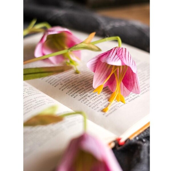 RusticReach Silk Fritillaries Lily Flower Stem in Pink or Purple 26 Tall