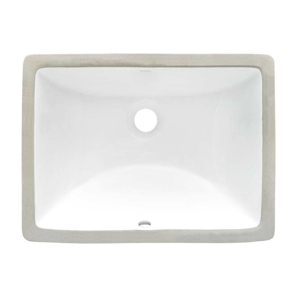 Ruvati 18 in. Rectangular Undermount Vanity Bathroom Porcelain Ceramic with Overflow in White RVB0720